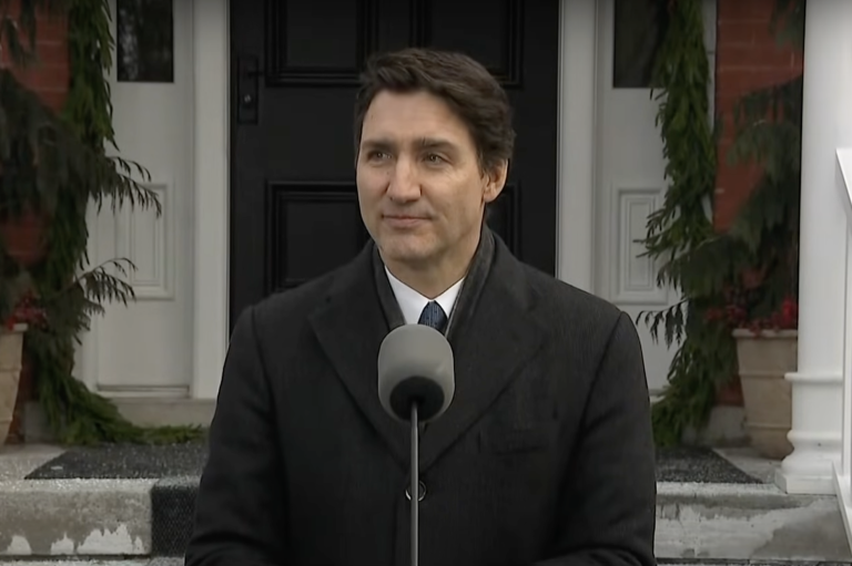 Justin Trudeau at a press conference.